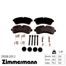 Передние тормозные колодки 292002052 Otto Zimmermann