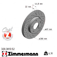 320.3813.52 Zimmermann Sport Z Спортивный передний тормозной диск с перфорацией 280x22 на HYUNDAI IONIQ (AE) с двигателем 1.6 GDI Hybrid