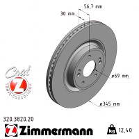 Передний тормозной диск 345x30 320382020 Otto Zimmermann CoatZ
