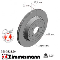 320.3823.20 Zimmermann Задний тормозной диск 340x22 на KIA STINGER (CK) с двигателем 3.3 T-GDI