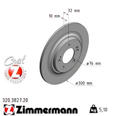 320.3827.20 Zimmermann Задний тормозной диск 300x10 на HYUNDAI KONA (OS) с двигателем EV