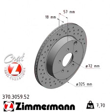 Спортивный задний тормозной диск с перфорацией 325x18 370305952 Otto Zimmermann Sport Z