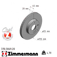 Передний тормозной диск 255x20 370306920 Otto Zimmermann CoatZ