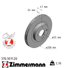 370.3071.20 Zimmermann Передний тормозной диск 258x24 на MAZDA 323 F VI (BJ) с двигателем 2.0 TD