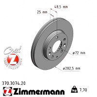 370.3074.20 Zimmermann Передний тормозной диск 283x25 на MAZDA 6 Hatchback (GG) с двигателем 2.3