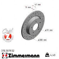 Спортивный задний тормозной диск с перфорацией 280x11 370307952 Otto Zimmermann Sport Z