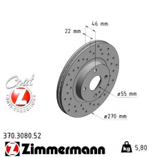 Спортивный передний тормозной диск с перфорацией 270x22 370308052 Otto Zimmermann Sport Z