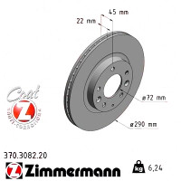 370.3082.20 Zimmermann Передний тормозной диск 290x22 на MAZDA MX-5 III (NC) с двигателем 1.8