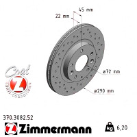 Спортивный передний тормозной диск с перфорацией 290x22 370308252 Otto Zimmermann Sport Z