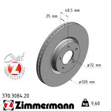 Передний тормозной диск 320x25 370308420 Otto Zimmermann CoatZ