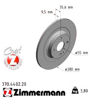370.4402.20 Zimmermann Задний тормозной диск 280x9,5 на MAZDA MX-5 IV (ND) с двигателем 2.0 (ND6E)