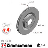 Передний тормозной диск 320x28 380211820 Otto Zimmermann CoatZ