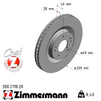 Передний тормозной диск 320x28 380211820 Otto Zimmermann CoatZ