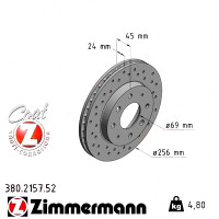 Спортивный передний тормозной диск с перфорацией 256x24 380215752 Otto Zimmermann Sport Z