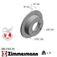 380.2165.20 Zimmermann Задній гальмівний диск 262x10 на MITSUBISHI LANCER VII Kombi (CS_W, CT_W) з двигуном 2.0