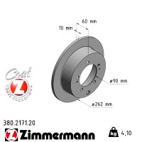 380.2171.20 Zimmermann Задній гальмівний диск 262x10 на MITSUBISHI LANCER VII (CS_A, CT_A) з двигуном EVO VIII - 260 (CT9A)