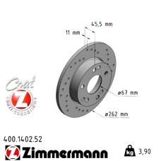 Спортивный передний тормозной диск с перфорацией 262x11 400140252 Otto Zimmermann Sport Z