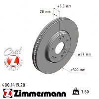 Передний тормозной диск 300x28 400141920 Otto Zimmermann CoatZ