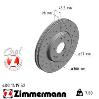 Спортивный передний тормозной диск с перфорацией 300x28 400141952 Otto Zimmermann Sport Z