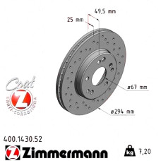 Спортивный передний тормозной диск с перфорацией 294x25 400143052 Otto Zimmermann Sport Z