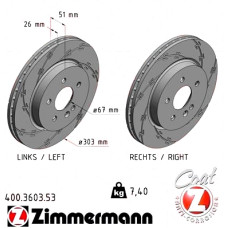 Спортивный передний тормозной диск с насечками 303x26 400360353 Otto Zimmermann Black Z