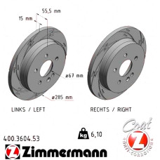 Спортивный задний тормозной диск с насечками 285x15 400360453 Otto Zimmermann Black Z