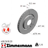 Передний тормозной диск 276x22 400361020 Otto Zimmermann CoatZ