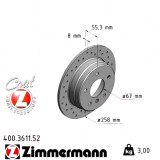 Спортивный задний тормозной диск с перфорацией 258x8 400361152 Otto Zimmermann Sport Z