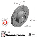 Спортивний передній гальмівний диск з перфорацією 315x30 Zimmermann Sport Z