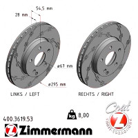 Спортивный передний тормозной диск с насечками 295x28 400361953 Otto Zimmermann Black Z