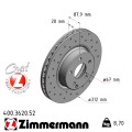 Спортивный передний тормозной диск с перфорацией 312x28 Zimmermann Sport Z
