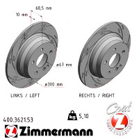 400.3621.53 Zimmermann Black Z Спортивный задний тормозной диск с насечками 300x10 на MERCEDES-BENZ CLS (C218) с двигателем CLS 250 BlueTEC / d 4-matic (218.397)