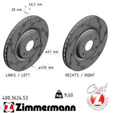 Спортивный передний тормозной диск с насечками 330x28 400362453 Otto Zimmermann Black Z