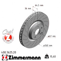 400.3625.20 Zimmermann Передний тормозной диск 360x36 на MERCEDES-BENZ S-KLASSE КУПЕ (C216) с двигателем CL 500 (216.373)