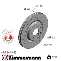 Спортивный передний тормозной диск с перфорацией 330x28 400364652 Otto Zimmermann Sport Z