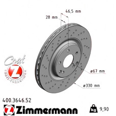 Спортивный передний тормозной диск с перфорацией 330x28 400364652 Otto Zimmermann Sport Z