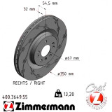 Спортивный передний правый тормозной диск с насечками 350x32 400364955 Otto Zimmermann Black Z
