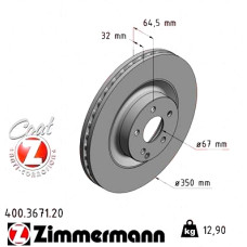 Передний тормозной диск 350x32 400367120 Otto Zimmermann CoatZ