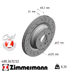 Спортивный задний тормозной диск с перфорацией 320x24 400367252 Otto Zimmermann Sport Z