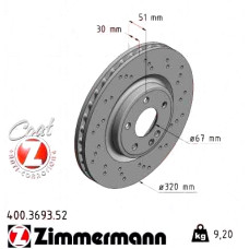 Спортивный передний тормозной диск с перфорацией 320x30 400369352 Otto Zimmermann Sport Z