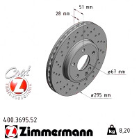 Спортивный передний тормозной диск с перфорацией 295x28 400369552 Otto Zimmermann Sport Z