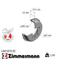 400.5071.20 Zimmermann Задний тормозной барабан 220x180 на MERCEDES-BENZ A-CLASS (W168) с двигателем A 170 CDI (168.009, 168.109)