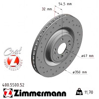 400.5500.52 Zimmermann Sport Z Спортивный передний тормозной диск с перфорацией 350x32 на MERCEDES-BENZ M-CLASS (W166) с двигателем ML 350 4-matic (166.057)