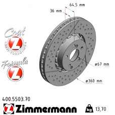 Передний тормозной диск 360x36 400550370 Otto Zimmermann Formula Z
