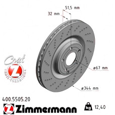 Передний тормозной диск 344x32 400550520 Otto Zimmermann CoatZ