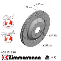 400.5513.70 Zimmermann Formula Z Передний тормозной диск 361x32 на MERCEDES-BENZ CLK (C209) с двигателем 63 AMG (209.377)