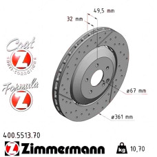 Передний тормозной диск 361x32 400551370 Otto Zimmermann Formula Z