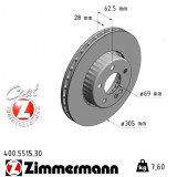 Передний тормозной диск 305x28 400551530 Otto Zimmermann Formula S