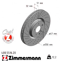 400.5516.20 Zimmermann Передний тормозной диск 350x32 на MERCEDES-BENZ CLA КУПЕ (C117) с двигателем AMG CLA 45 4-matic (117.352)