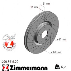 Передний тормозной диск 350x32 400551620 Otto Zimmermann CoatZ